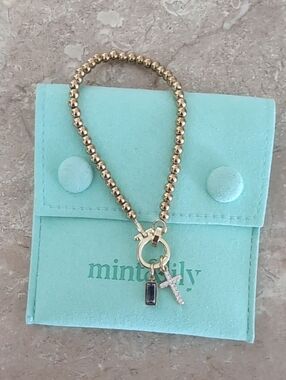 NWT Mint & Lily Cross Charm Birthstone Bracelet Amethyst/February